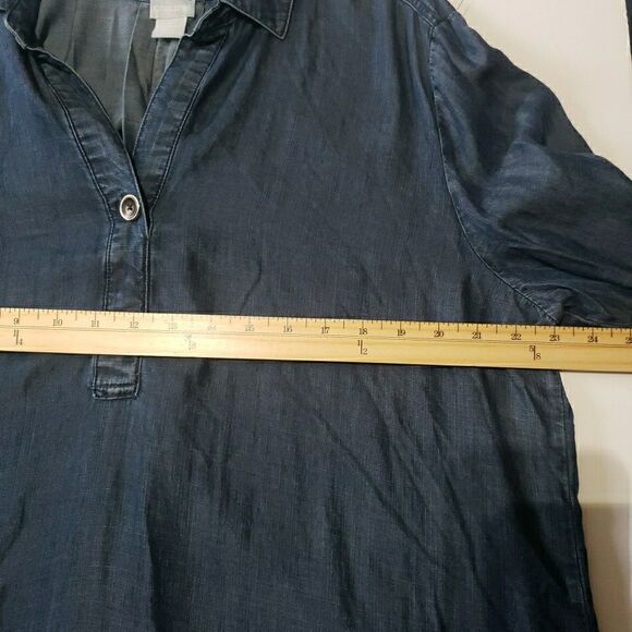 Chico's Medium Wash Long Sleeve Collared V-Neck Denim Blouse Size 3 US XL 16/18 - Picture 8 of 8